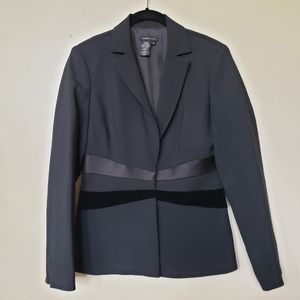 BCBG MaxAzria Black Wool Blend Velvet Accent Blazer